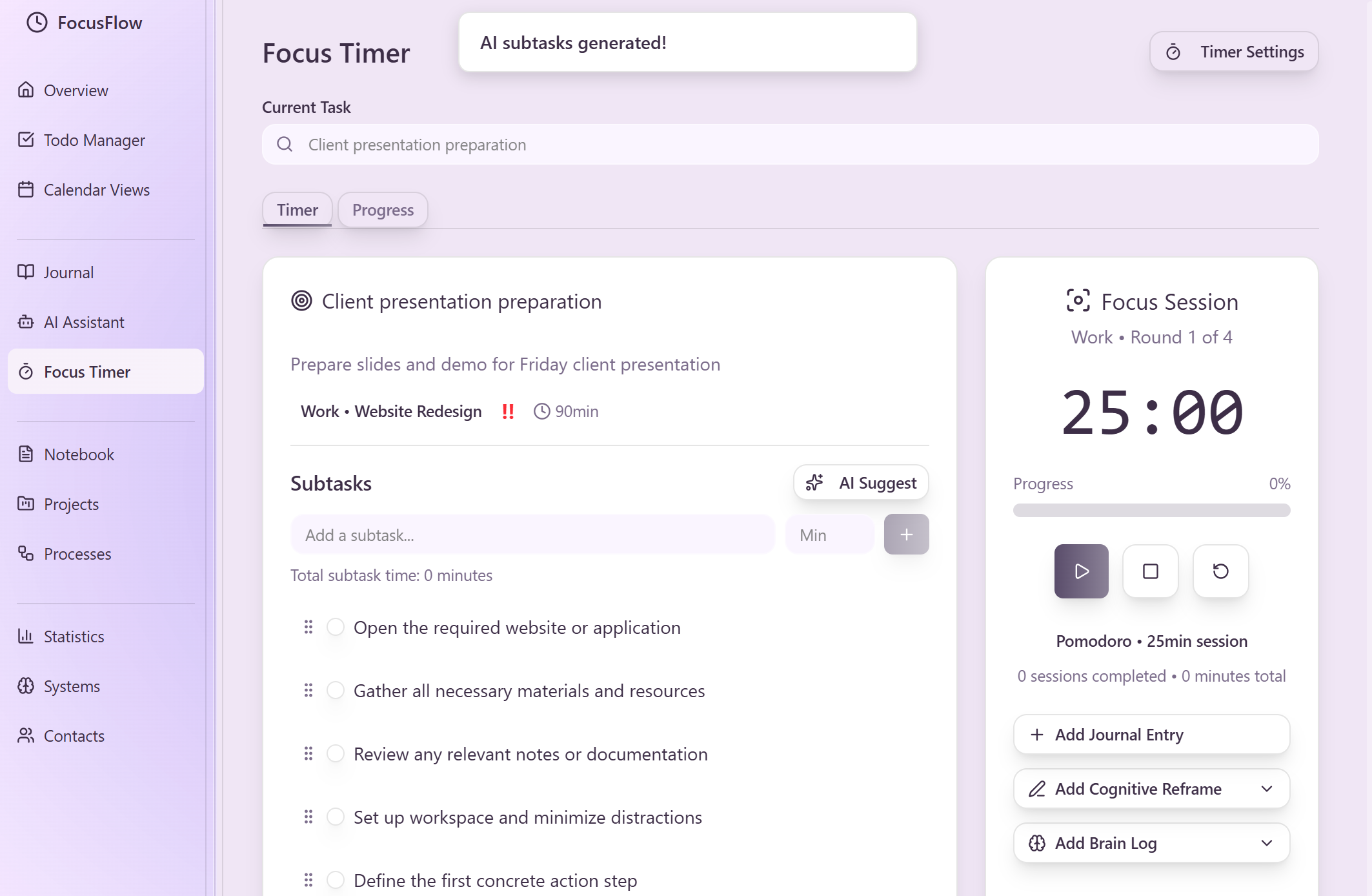 This is an image of the project I worked on that is named Focus Flow