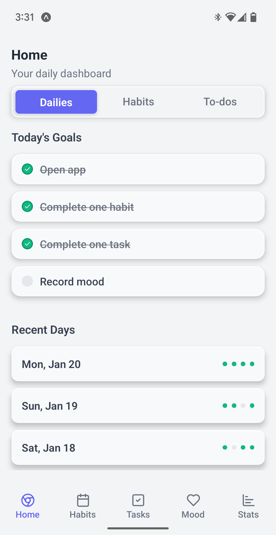 This is an image of the project I worked on that is named Mini Habit Manager